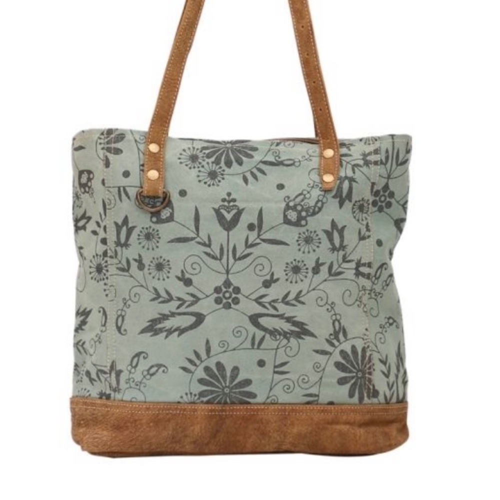 Just In!▪️Myra Leather-Canvas Efflorescence Tote